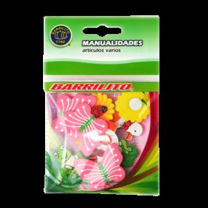 Barrilito calcomania de madera flores e insectos ws004 10 piezas