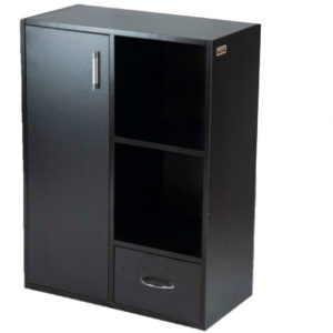 Kenneth Cole librero 1 puerta 1 gaveta 2 cubos color negro-W60 x H80 x D30 cm-KCWD20220513-B